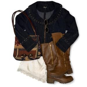 Insane vtg 70s 80s 90s y2k grommet studded denim jacket boho